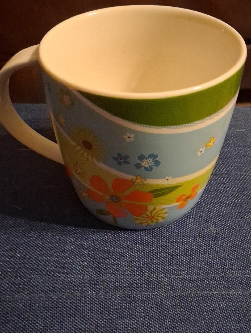 Starbucks Floral Ceramic Mug - Light Blue with Orange & Green - Picture 4 of 4